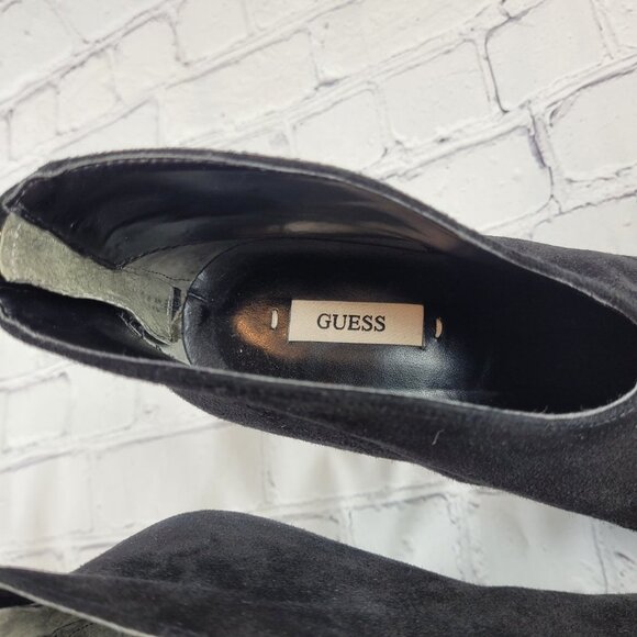 Guess Carlice Black Suede Ankle Heel Booties Size 7 - Picture 14 of 14